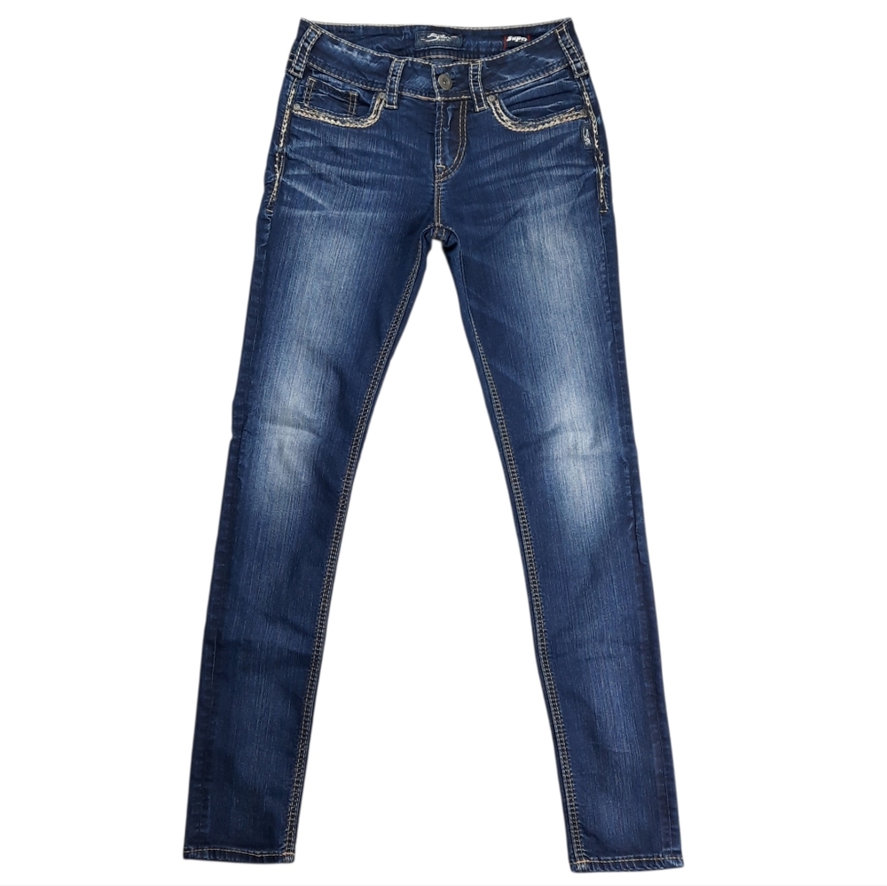 Silver Jeans Suki Mid Skinny Super Stretch Blue Jeans SZ 28